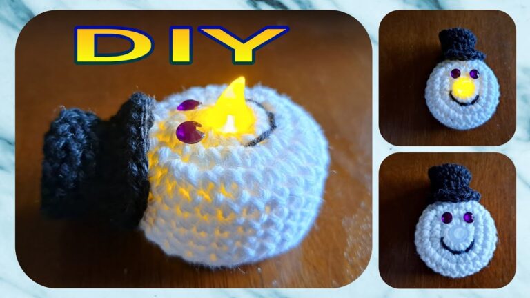 Free Crochet Christmas Snowman Cover lights Idea Pattern