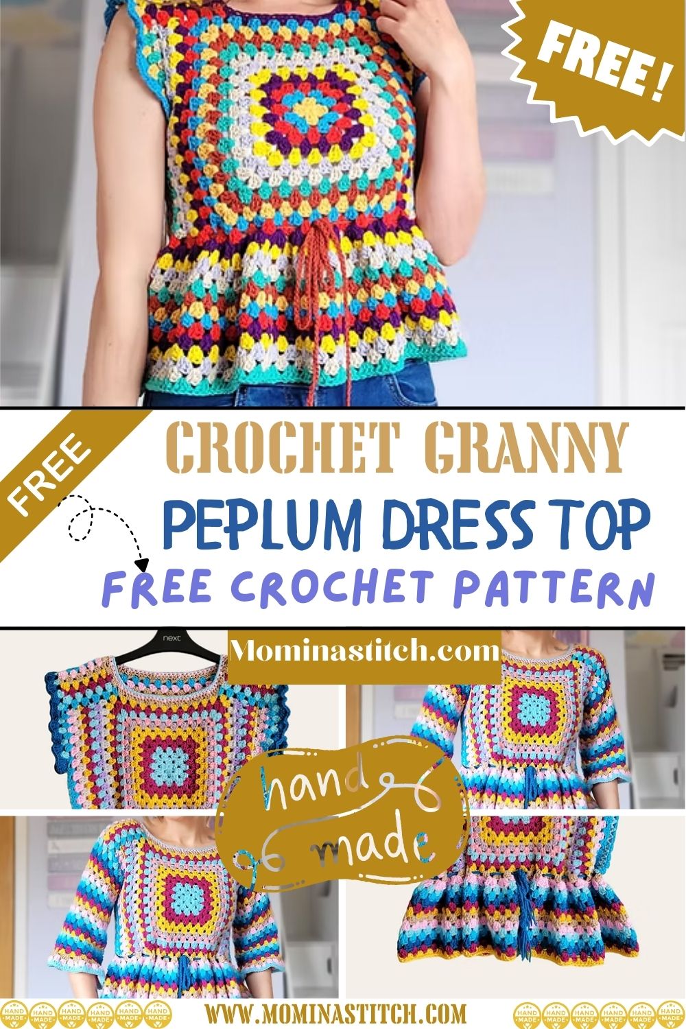 Boho Crochet Granny Peplum Dress Pattern