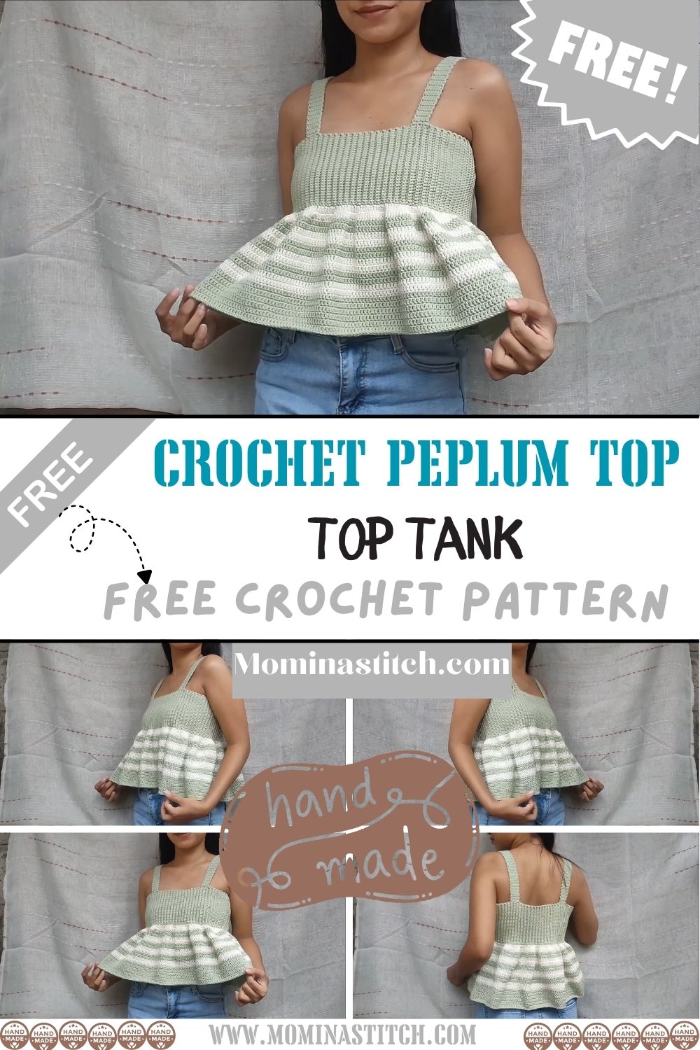 Crochet Peplum Top Tank Pattern for Beginners