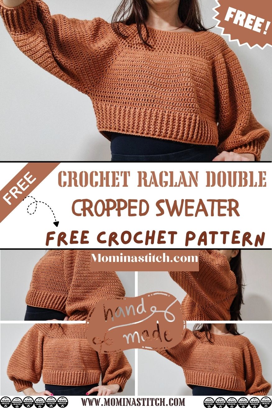 Crochet Raglan Double Cropped Sweater Pattern For Beginners