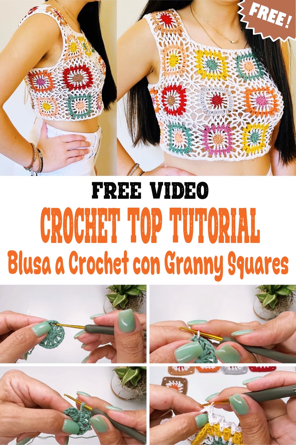 Crochet Top Tutorial Blusa a Crochet con Granny Squares