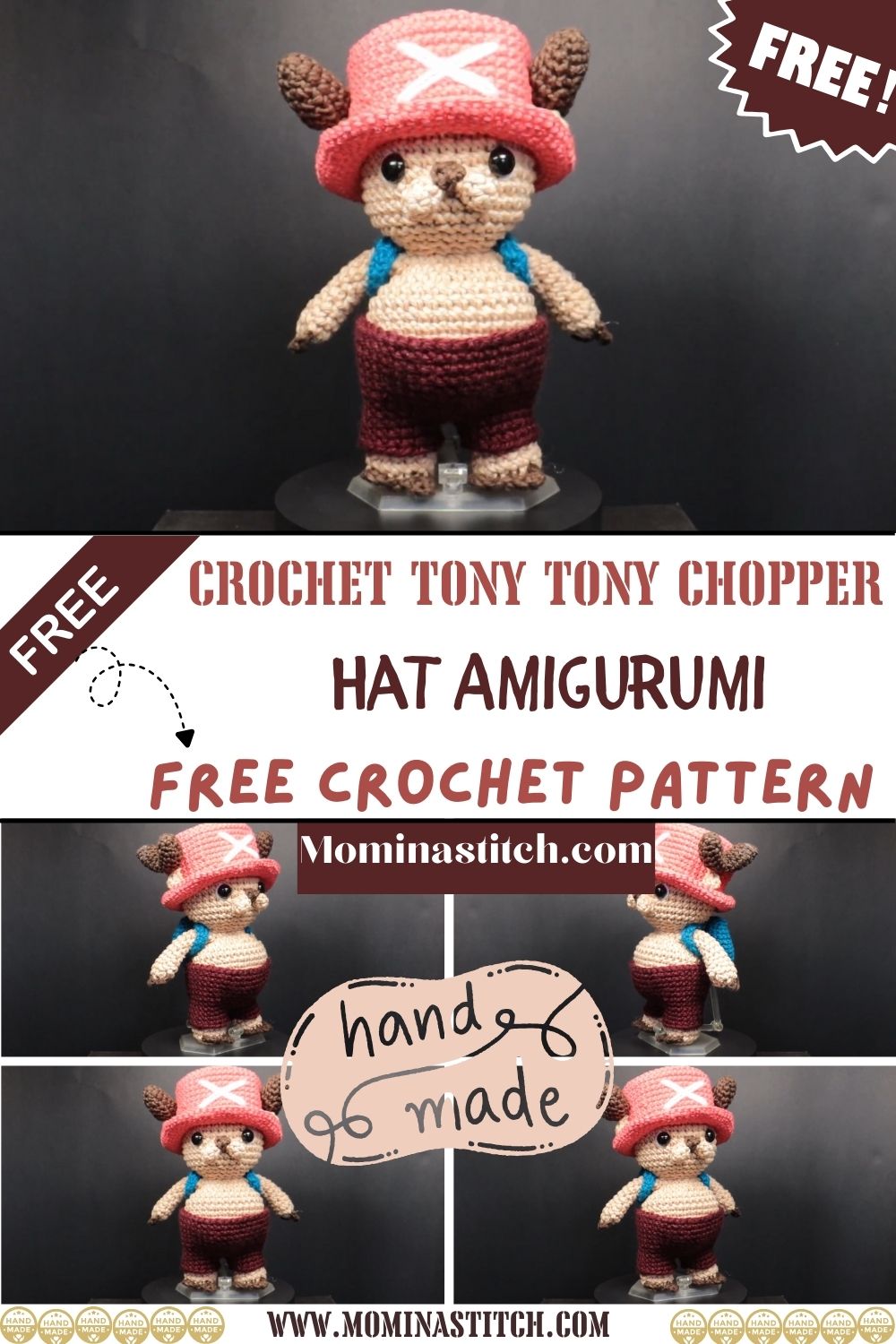 Cute Crochet Tony Tony Chopper Hat Amigurumi Pattern
