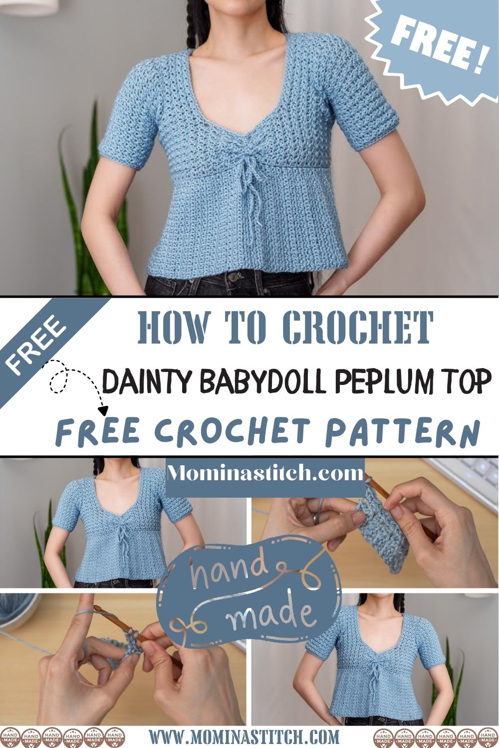 How to Crochet Dainty Babydoll Peplum Top Pattern