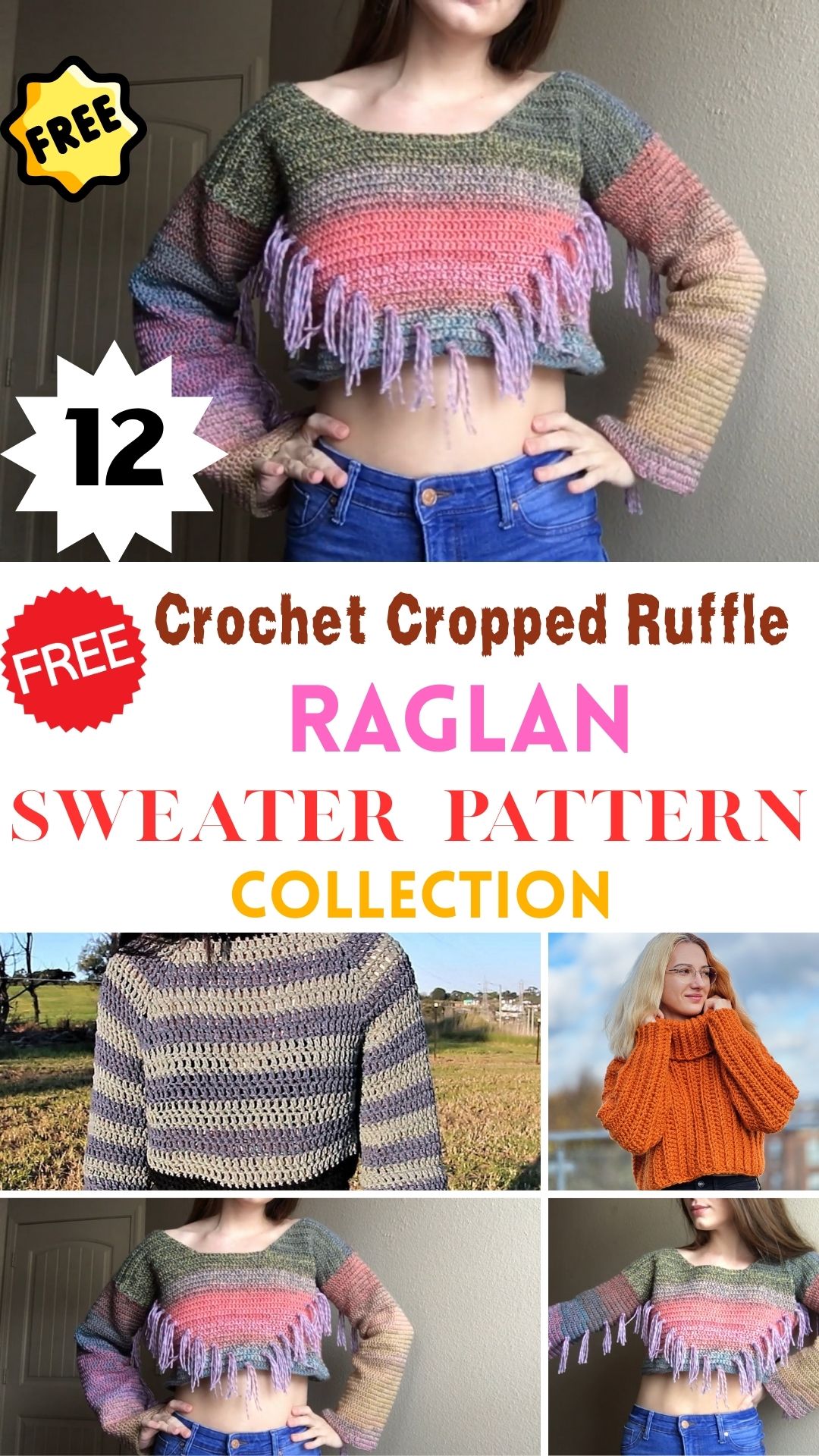 The Ultimate Crochet Cropped Ruffle Raglan Sweater Pattern Collection