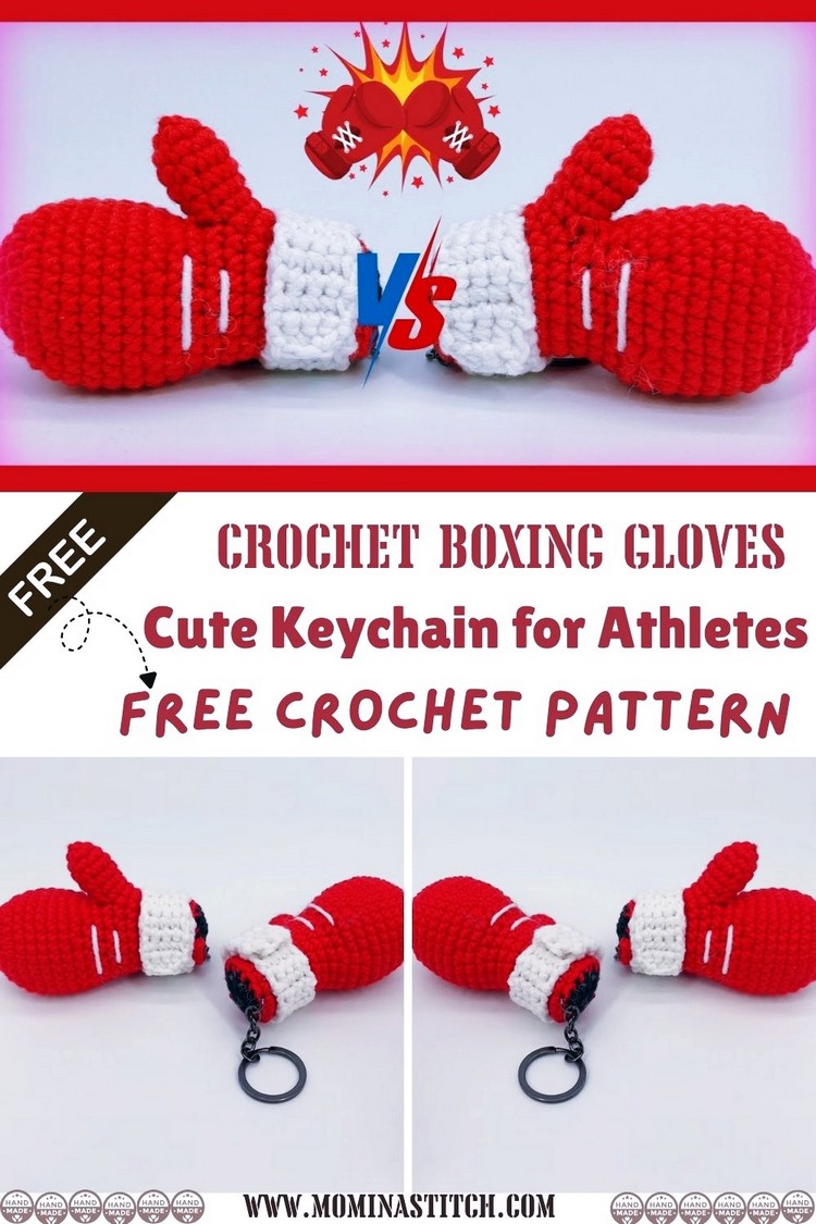 Crochet Boxing Gloves – Cute Keychain for Athletes