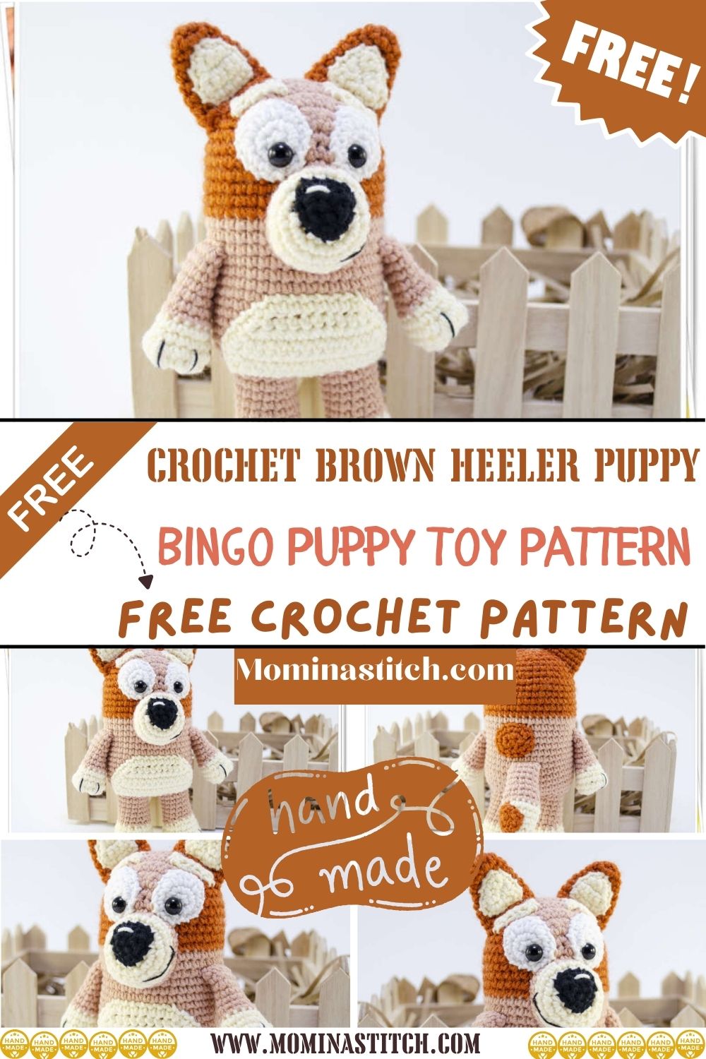 Crochet Brown Heeler Puppy Bingo Puppy Toy Pattern Idea
