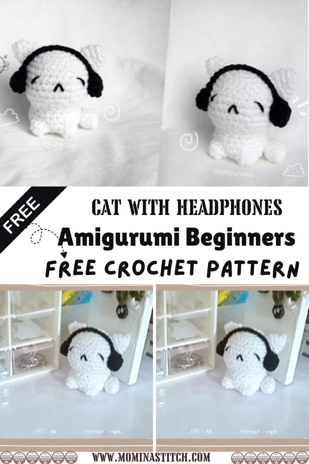 Crochet Cat with Headphones Amigurumi for Beginners