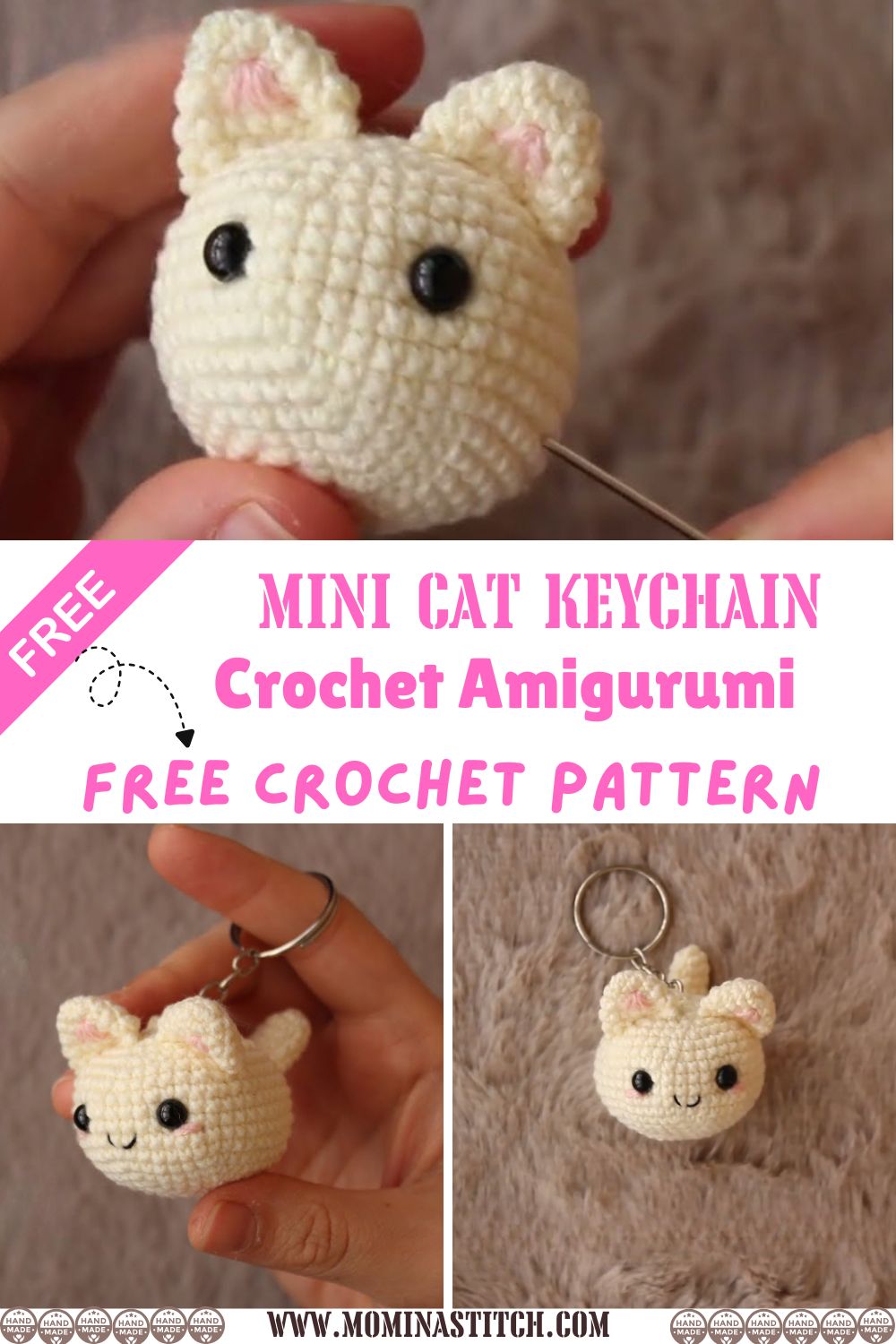 Crochet Mini Cat Keychain Amigurumi Step by Step