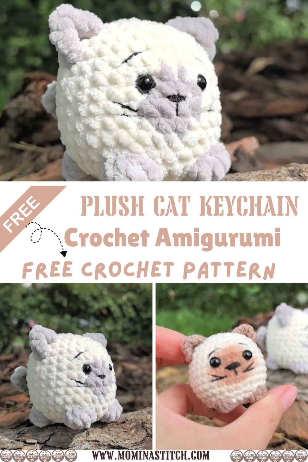 Crochet Mini Plush Cat Keychain Amigurumi Tutorial