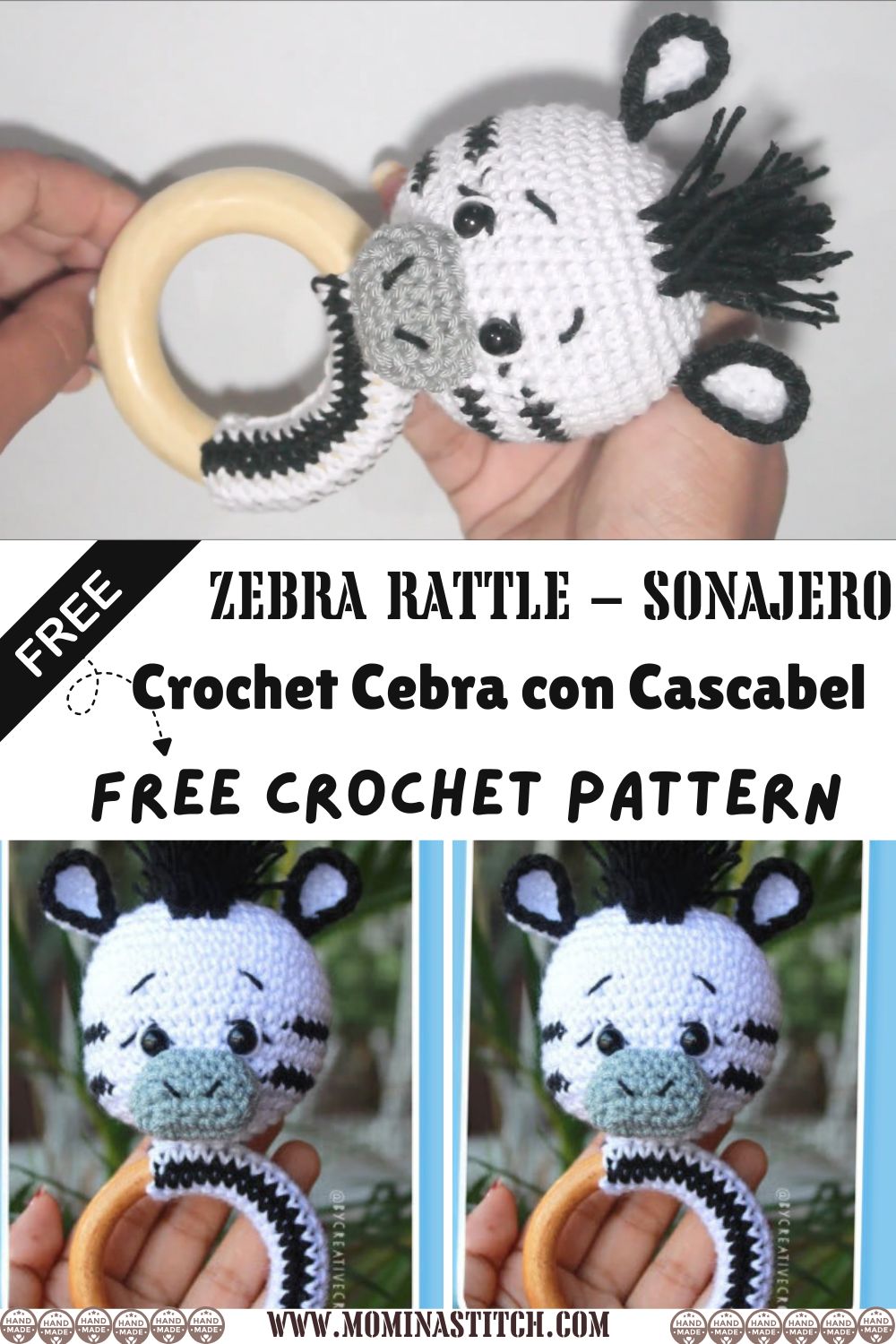 Crochet Zebra Rattle – Sonajero de Cebra con Cascabel