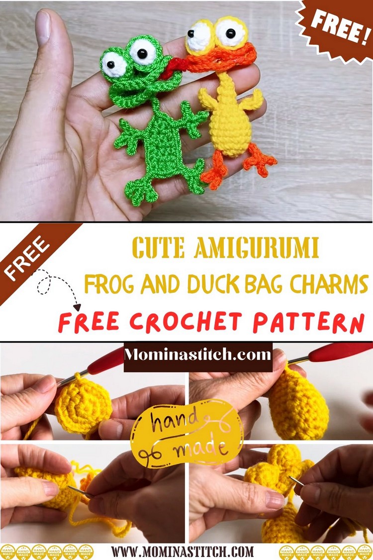 Cute Amigurumi Frog and Duck Bag Charms