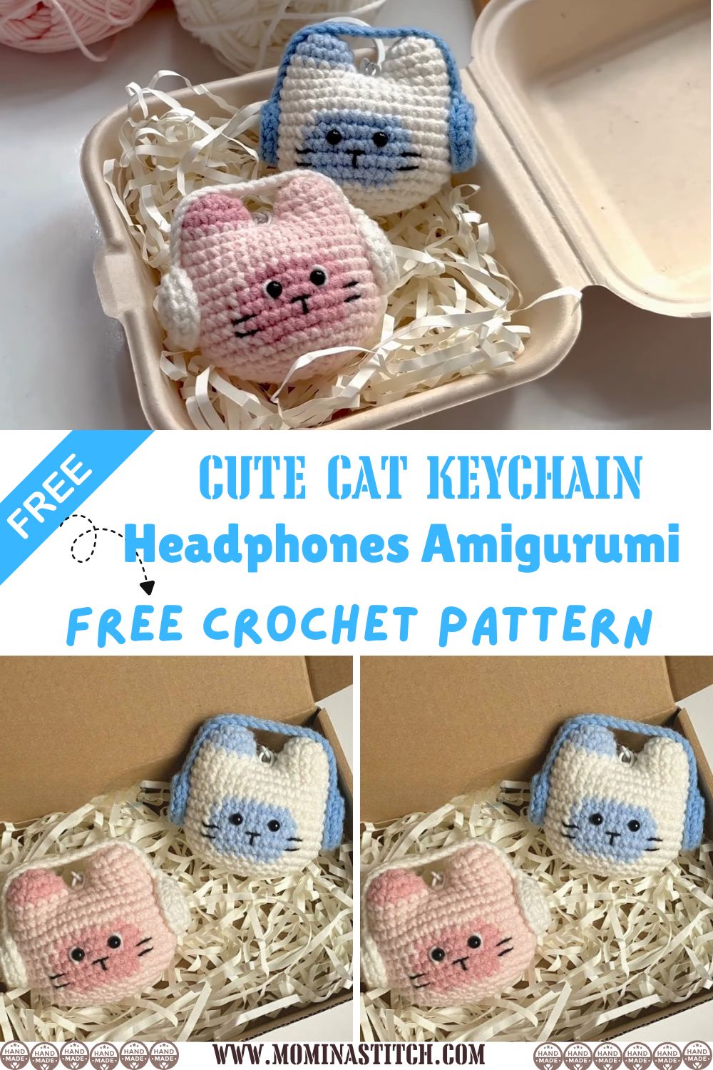 Cute Cat Keychain Crochet – Headphones Amigurumi Idea