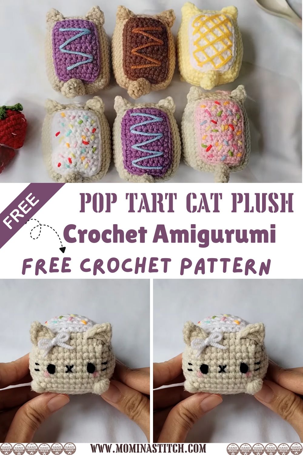Cute Pop Tart Cat Plush Crochet Amigurumi DIY