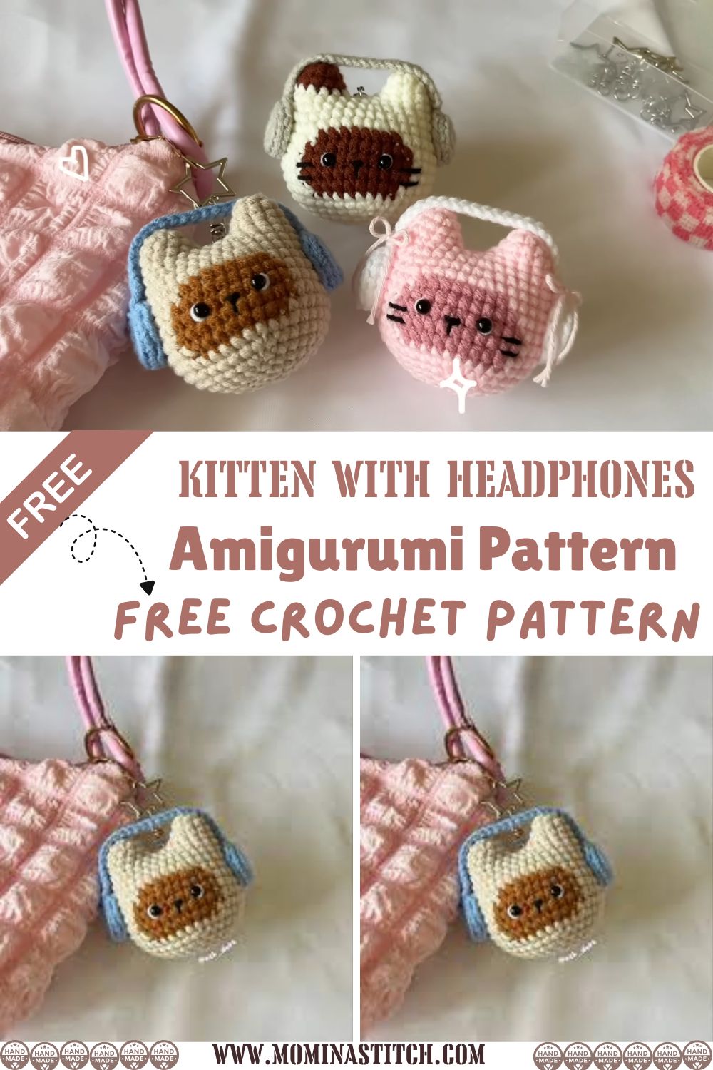 DIY Crochet Kitten with Headphones Plush Amigurumi Pattern