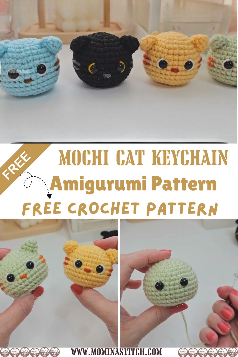 Handmade Mochi Cat Keychain Amigurumi Pattern