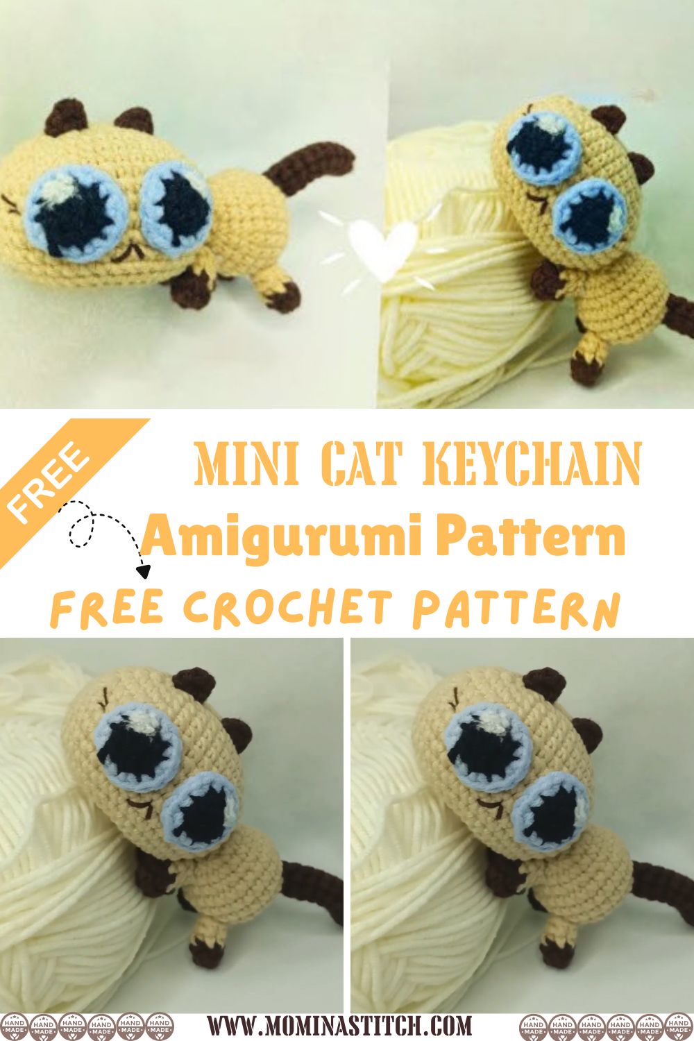 Mini Cat Keychain Crochet Amigurumi DIY Project