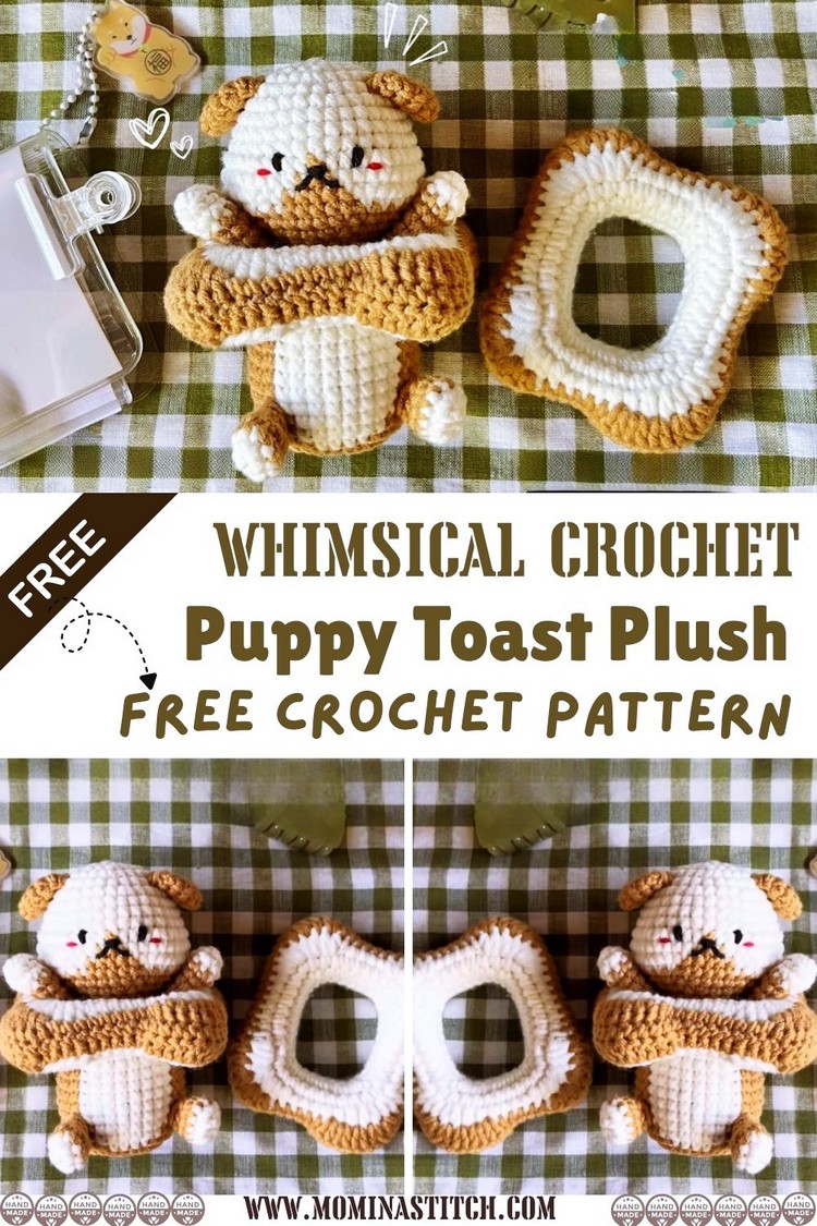 Whimsical Crochet Amigurumi Puppy Toast Plush