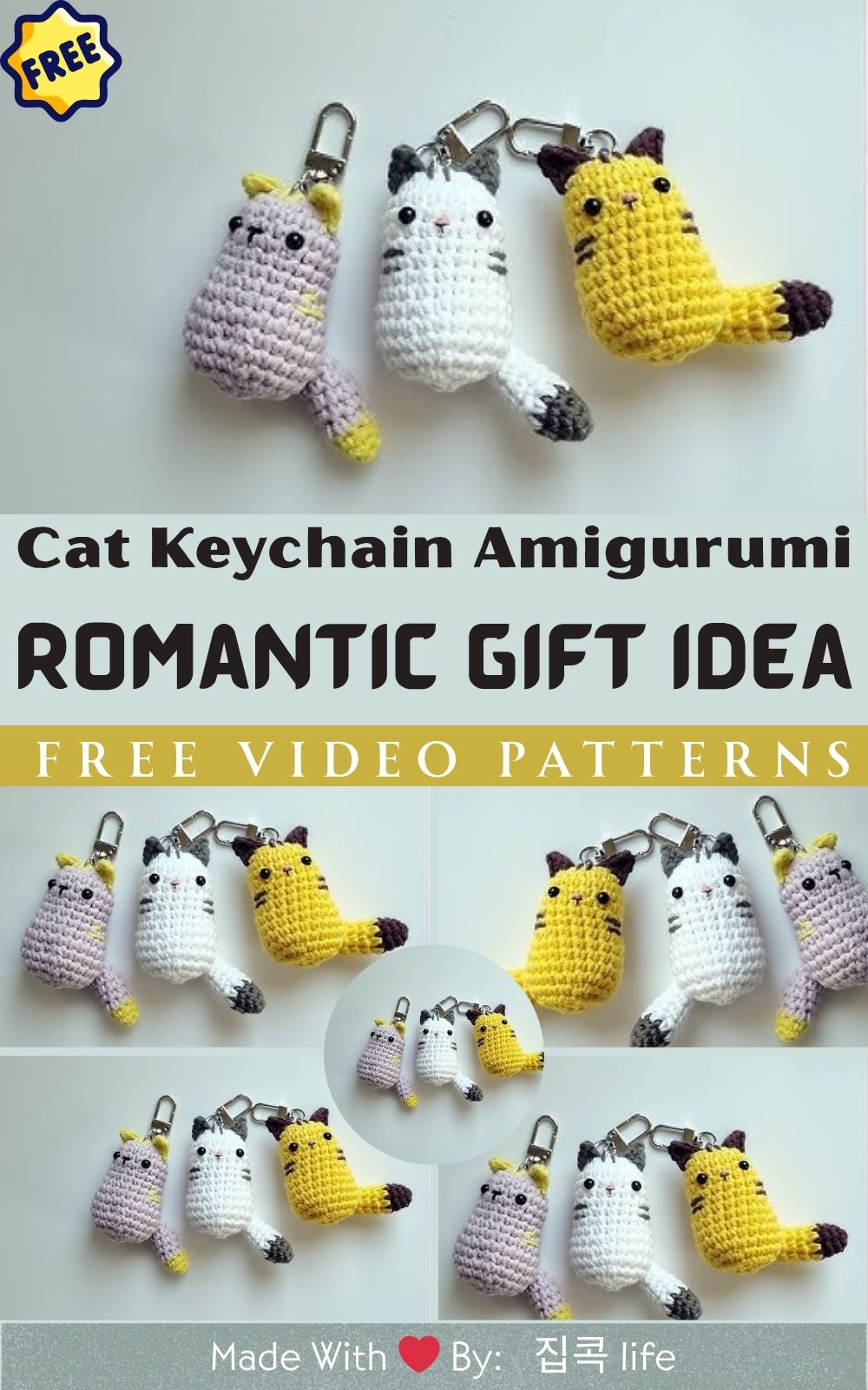 Crochet Cat Keychain Amigurumi – Free Pattern & Romantic Gift Idea