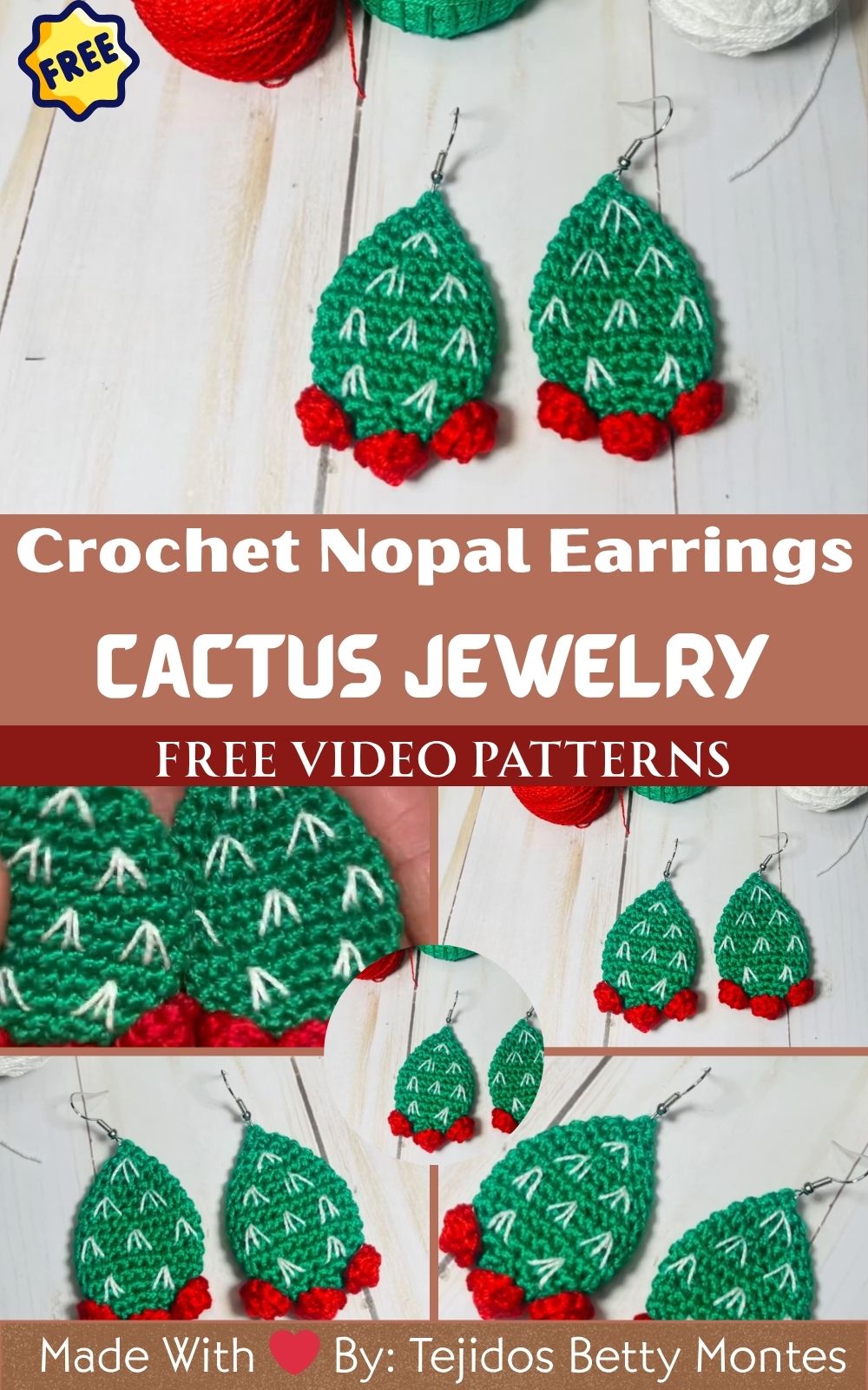 Crochet Nopal Earrings – Trendy Handmade Cactus Jewelry Pattern for Beginners