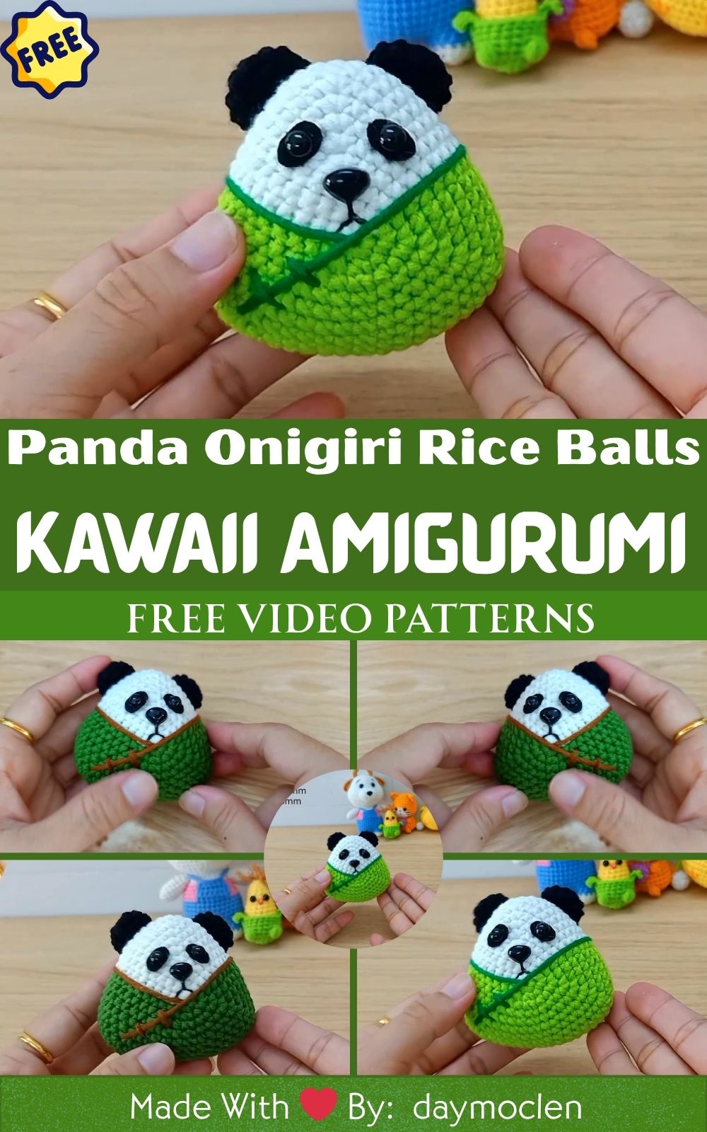 Crochet Panda Onigiri Rice Balls – Kawaii & Easy Amigurumi Pattern