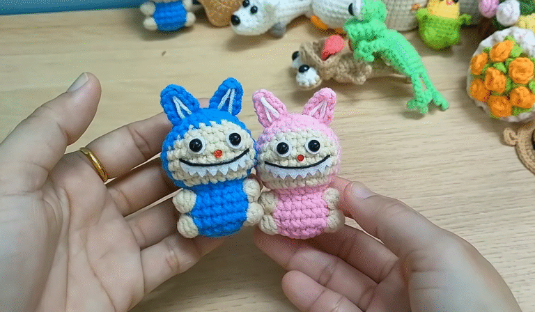 Kawaii Crochet Labubu Keychain Easy Amigurumi Patterns