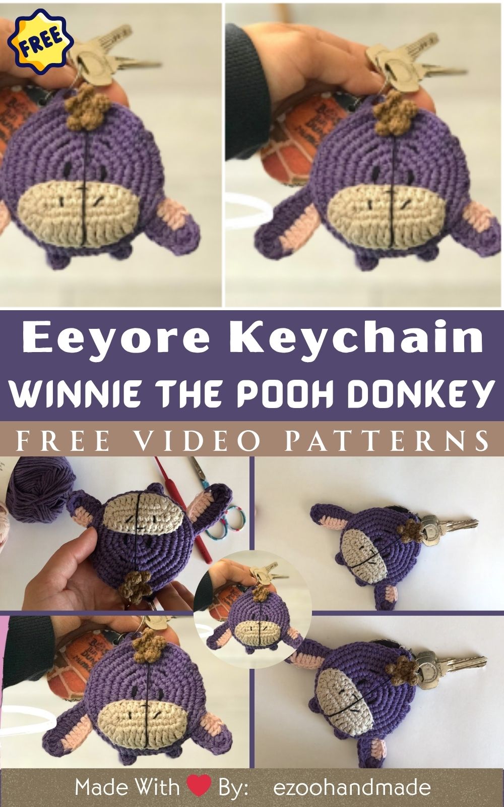 Adorable Crochet Eeyore Keychain Pattern Winnie the Pooh Donkey