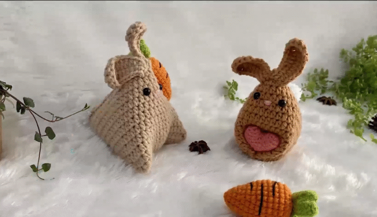 Crochet Bunny Carrot Heart Keychain – Rabbit Great Gift Ideas