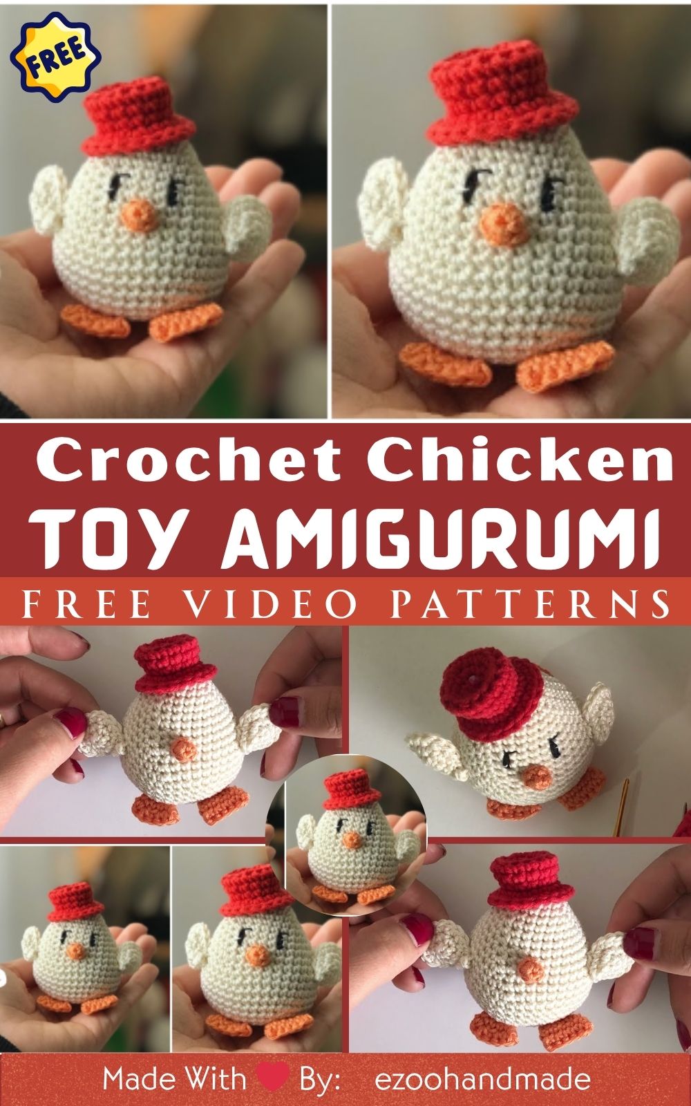 Crochet Chicken Toy Amigurumi Pattern for All Ages