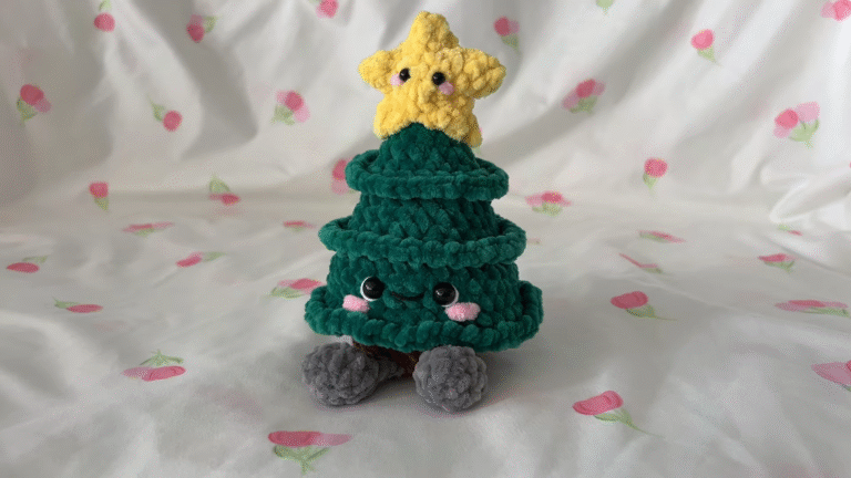 Crochet Christmas Tree with the Cutest Low-Sew Star for Holiday Decor