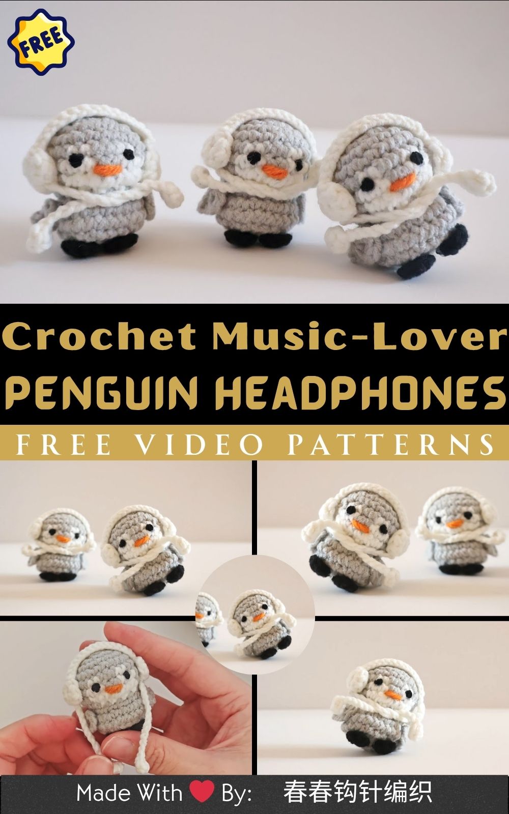 Crochet Music-Lover Penguin with Headphones – Fun Gift Idea for Kids