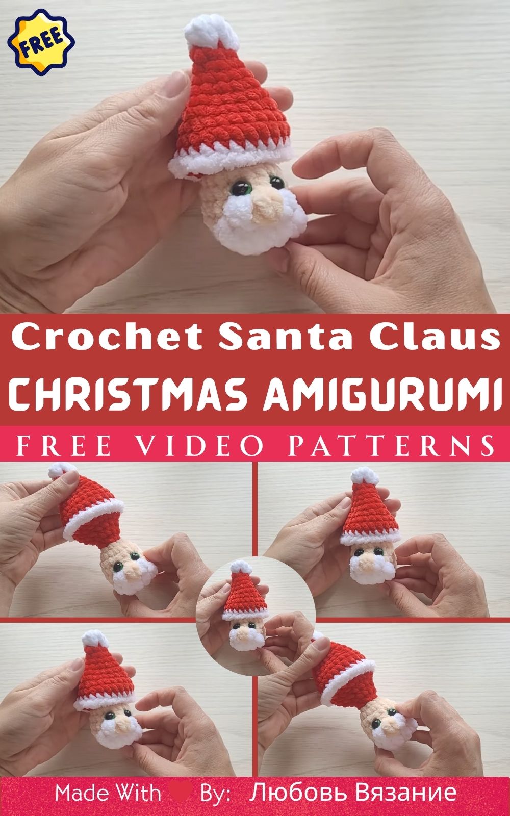 Crochet Santa Claus Christmas Amigurumi Pattern for Beginners