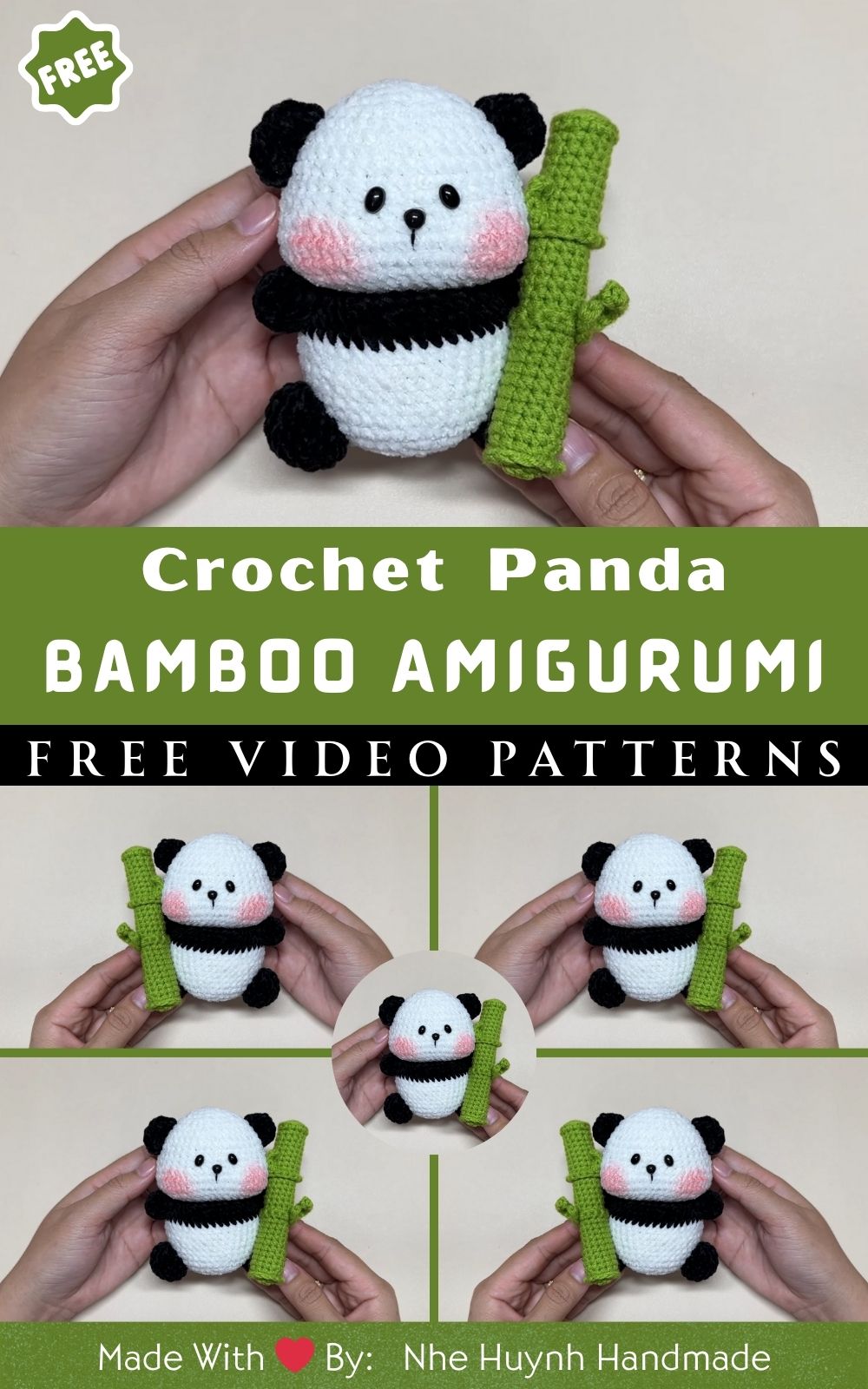 DIY Crochet Panda Bamboo Amigurumi Pattern