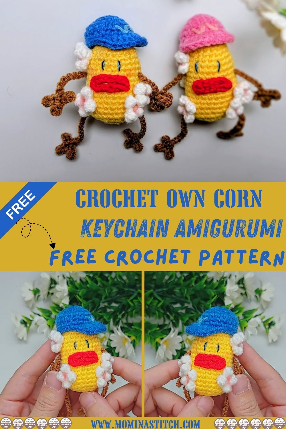 Easy Crochet Own Corn Keychain Amigurumi Pattern Toy