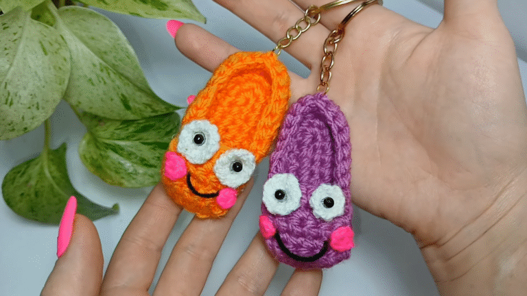 DIY Crochet Cozy Slippers Keychain Amigurumi Pattern