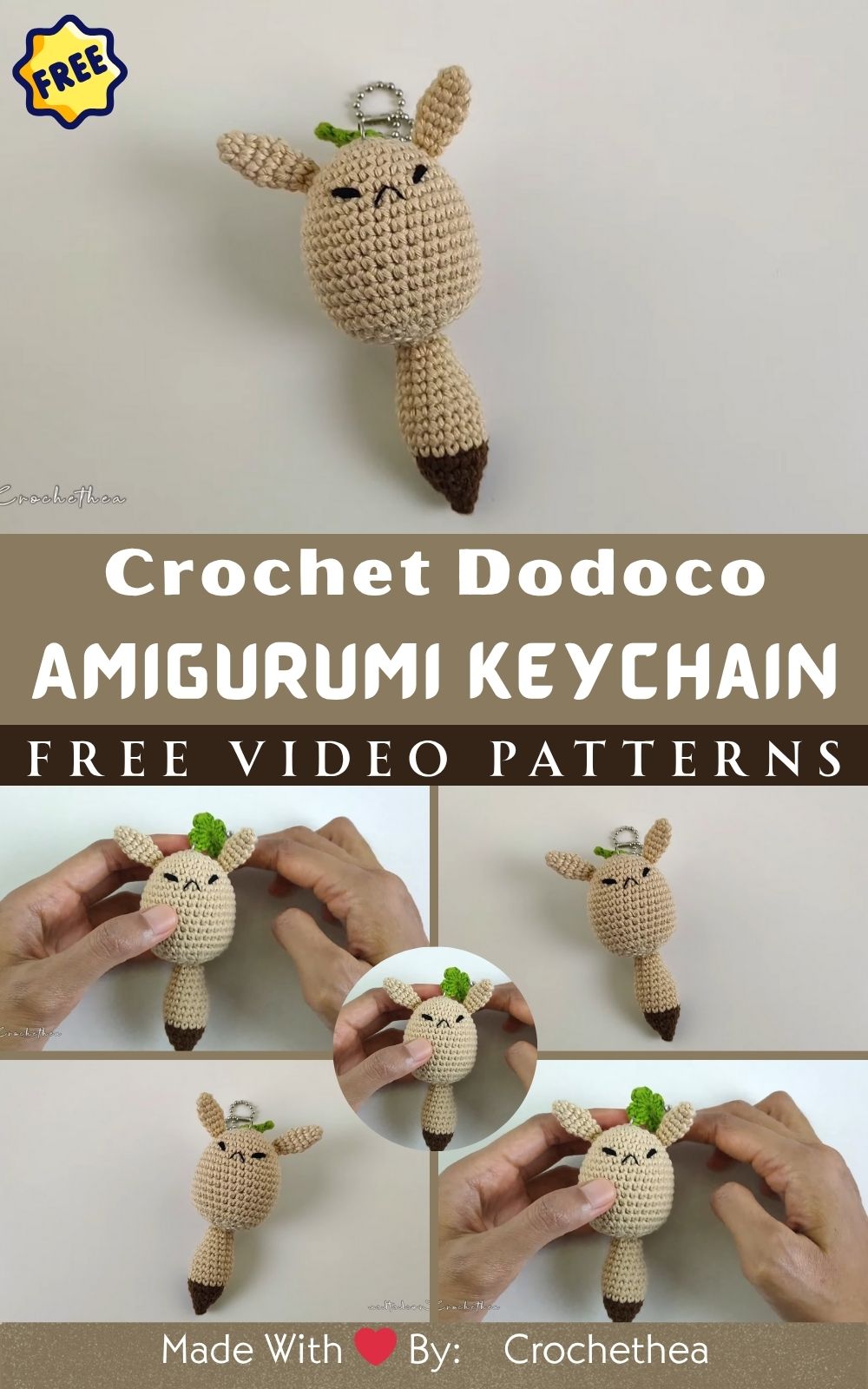 Make Your Own Crochet Dodoco Amigurumi Keychain Pattern