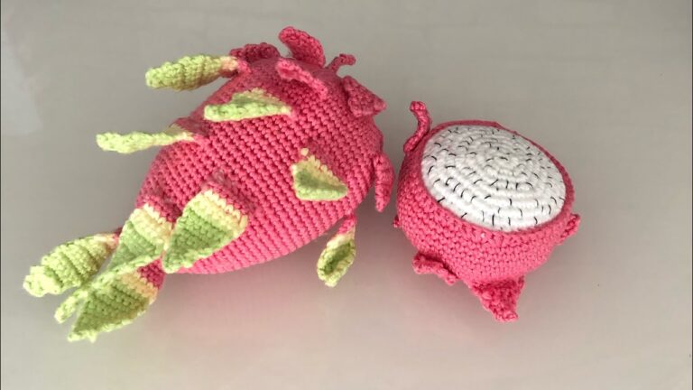 Tiny Crochet Dragon Fruit Pitaya Amigurumi Pattern