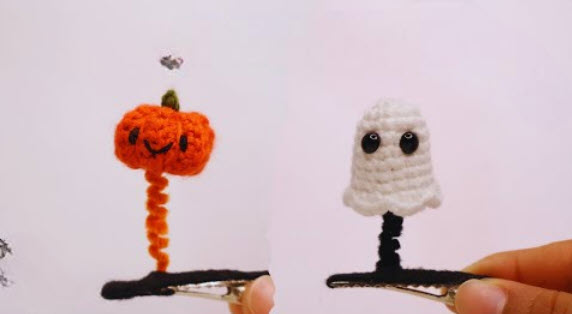 Sparkling Crochet Ghost Pumpkin Pin Amigurumi Pattern