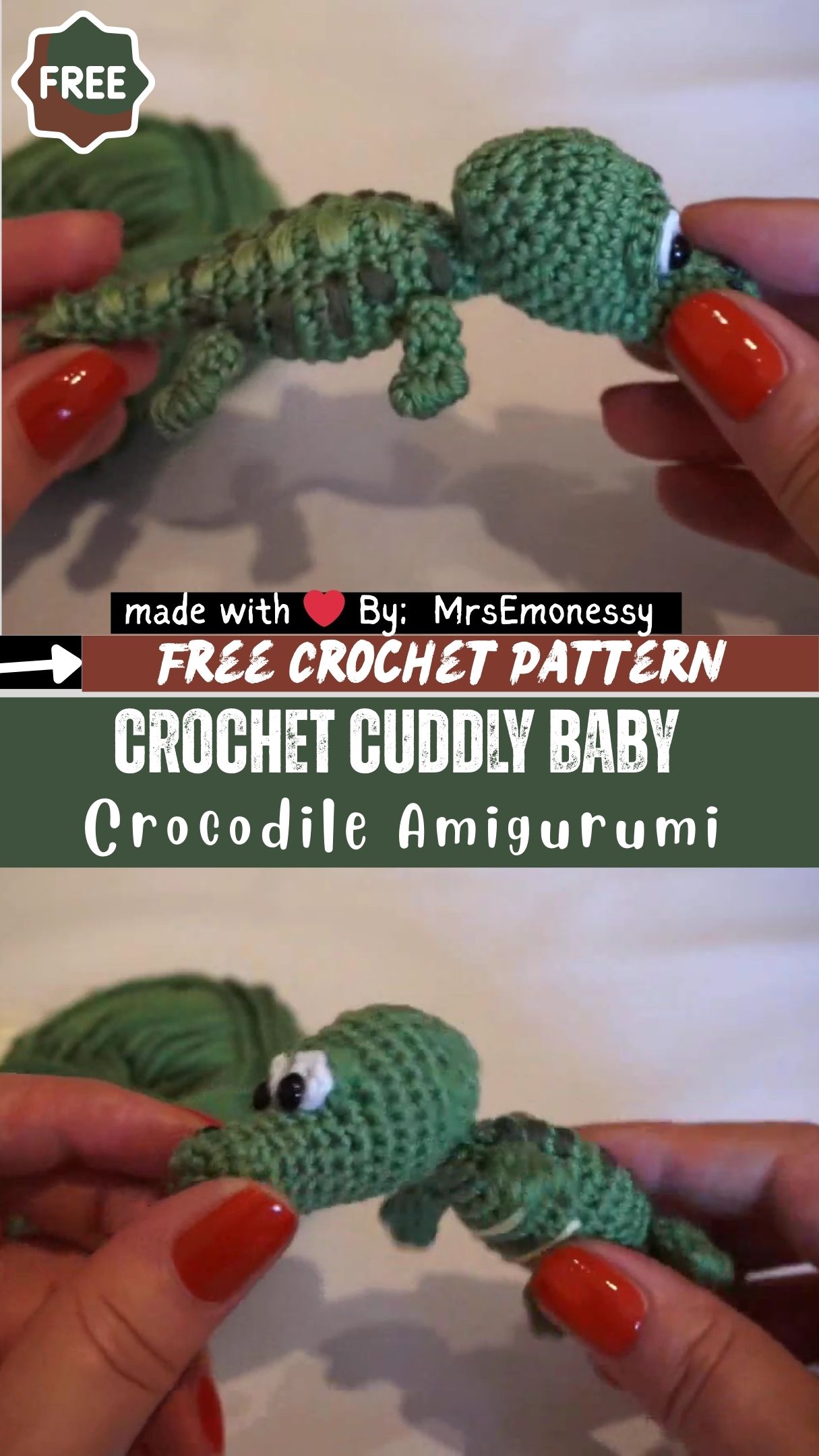 Awesome Crochet Cuddly Baby Crocodile Amigurumi Pattern