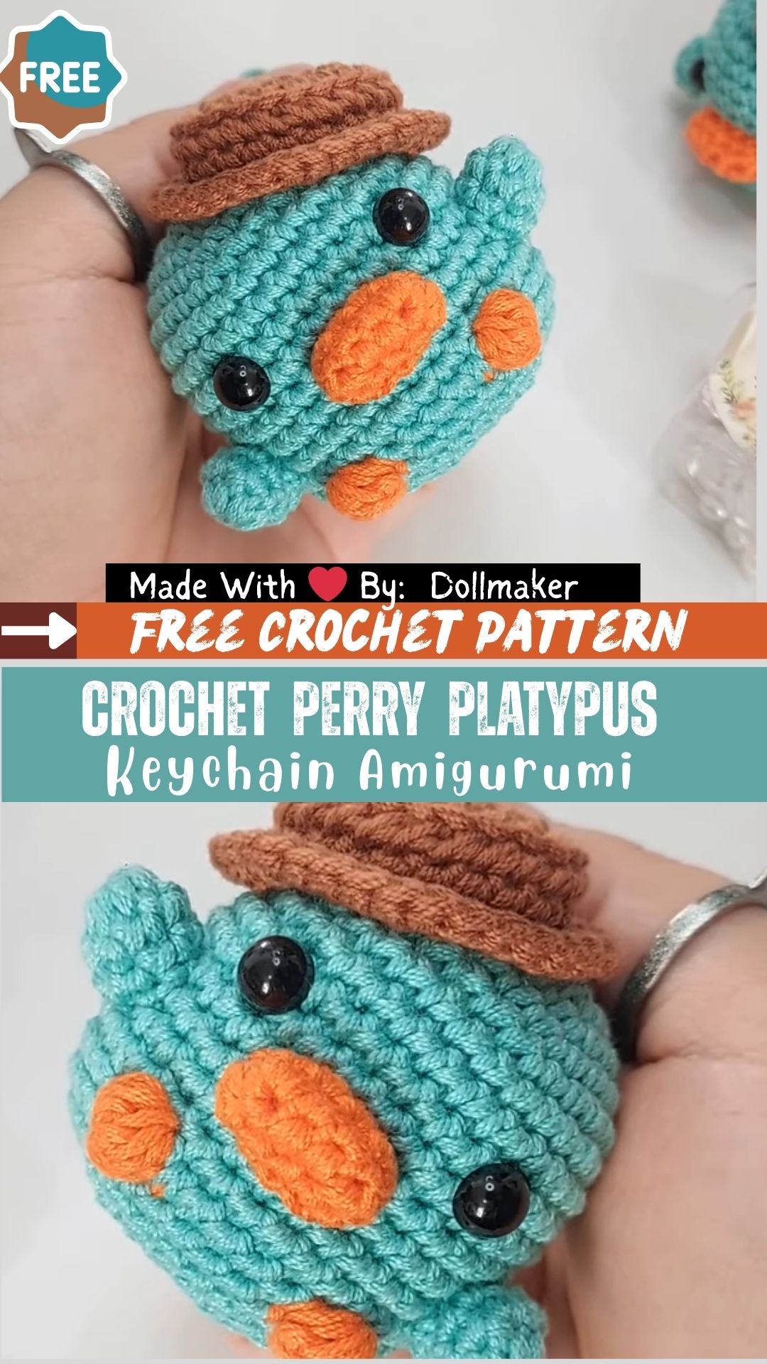Crochet Cute Perry the Platypus Keychain Amigurumi Pattern