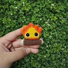 Crochet Calcifer Keychain Magical Howl’s Moving Castle Fire Spirit