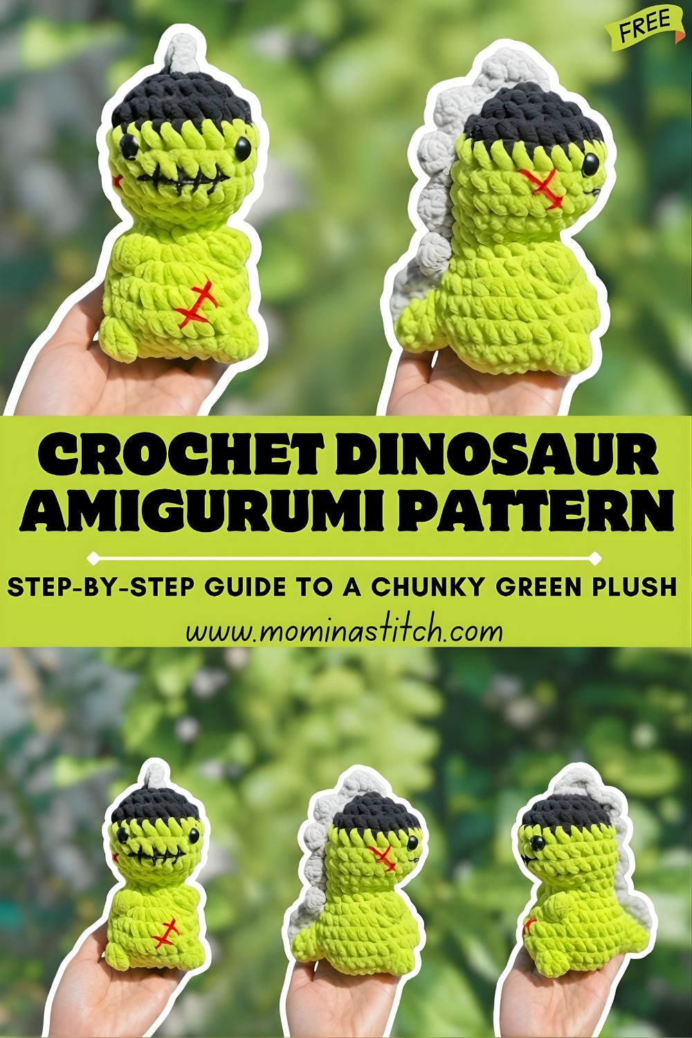 Crochet Dinosaur Amigurumi Pattern Step-by-Step Guide to a Chunky Green Plush