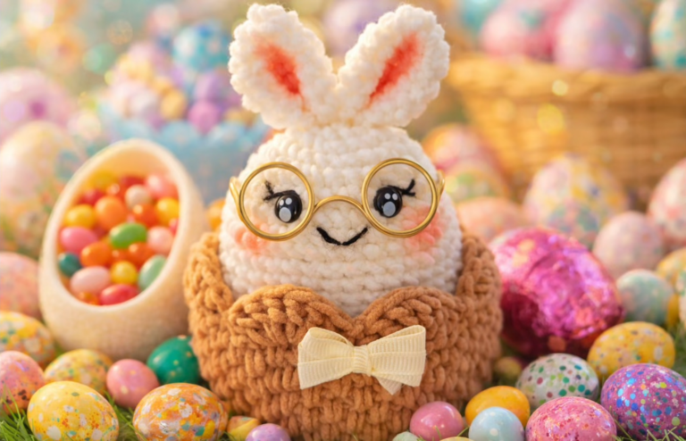 Crochet Easter Egg Bunny Pattern Removable Bunny Head + Egg Basket