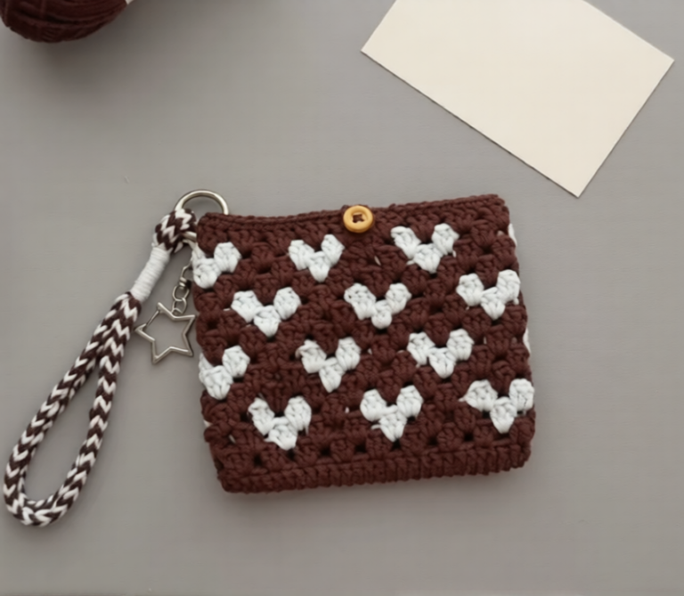 Crochet Heart Bag Pattern for Beginners DIY Card Holder Mini Pouch