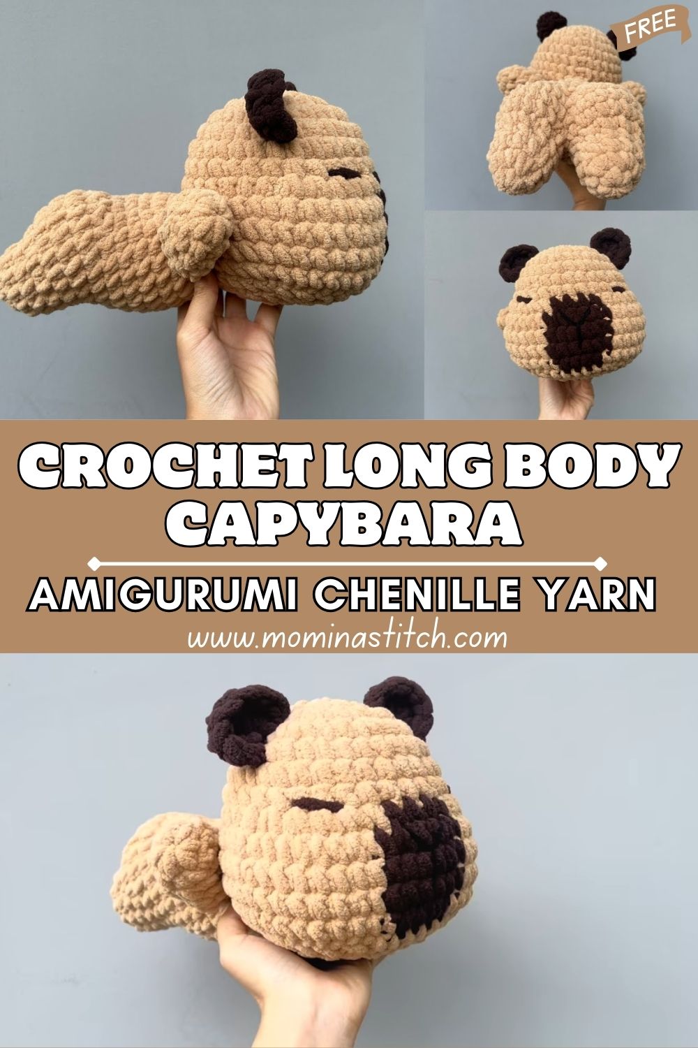 Crochet Long Body Capybara Amigurumi With Chenille Yarn Pattern