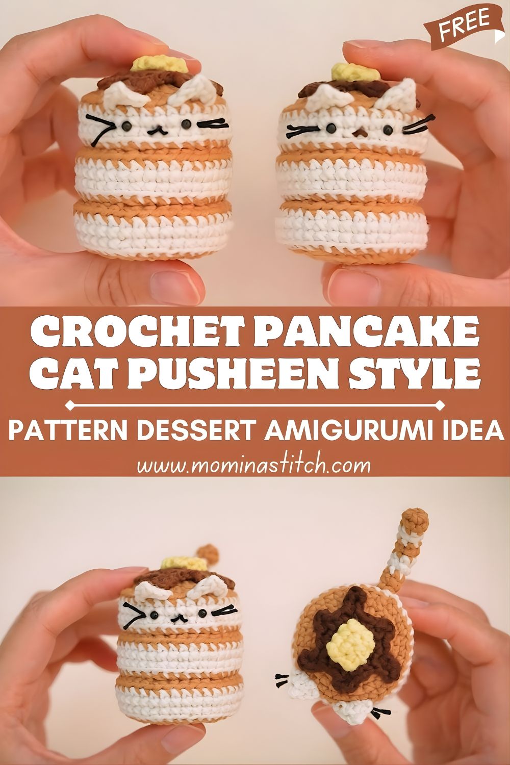 Crochet Pancake Cat Pusheen Style Pattern Dessert Amigurumi Idea