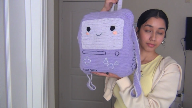 Crochet Pastel BMO Backpack Pattern Retro Game Console Bag