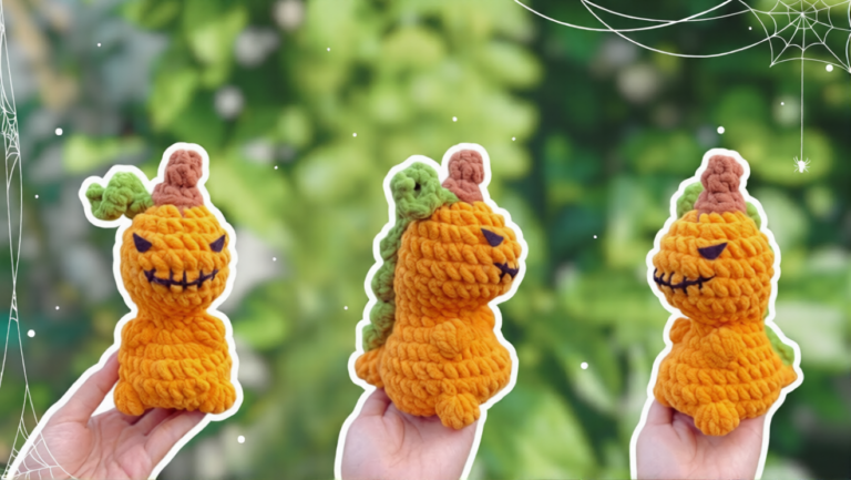 Crochet Pumpkin Dinosaur Halloween Amigurumi Free Pattern Step-by-Step guide