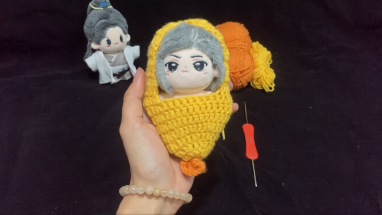 Crochet Tempura Shrimp Outfit for Doll – Free Amigurumi Doll Costume Pattern