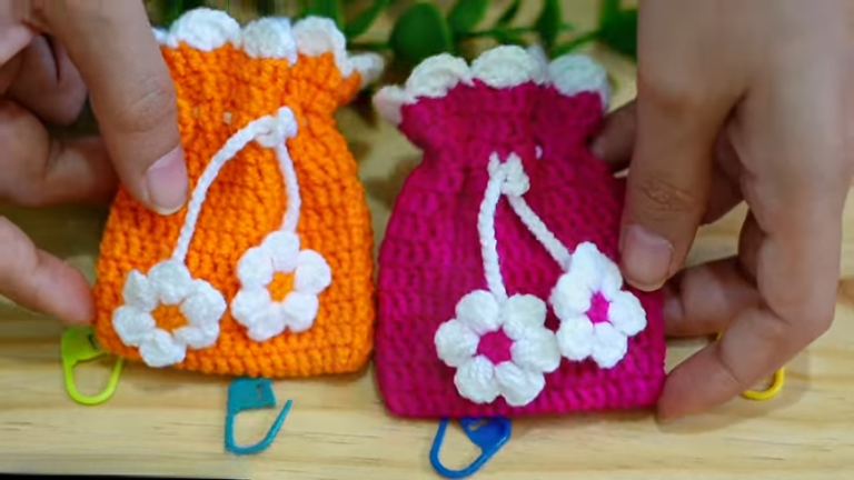 Sparkling Crochet Drawstring Pouch Amigurumi Bag Tutorial Step-by-Step Starter-friendly