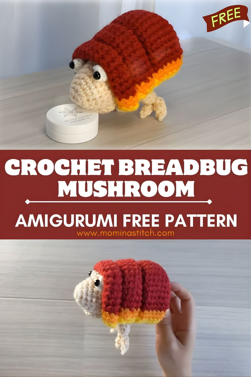 Cute Crochet Breadbug Mushroom Amigurumi Free Pattern